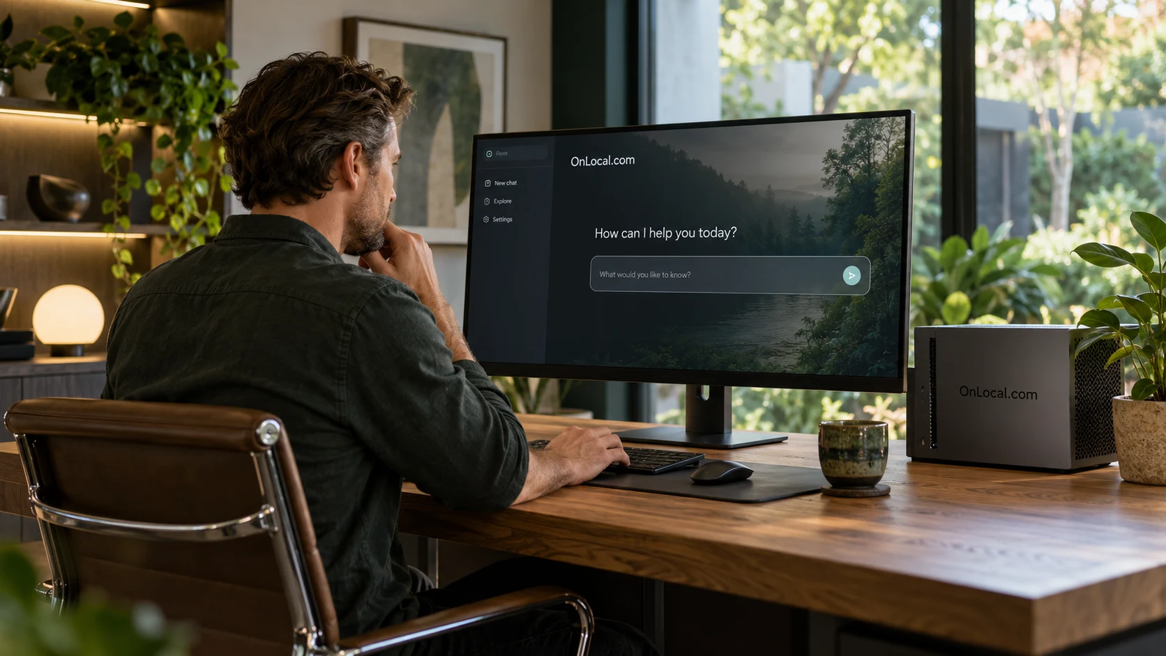 A warm home AI workstation with compact local computing equipment